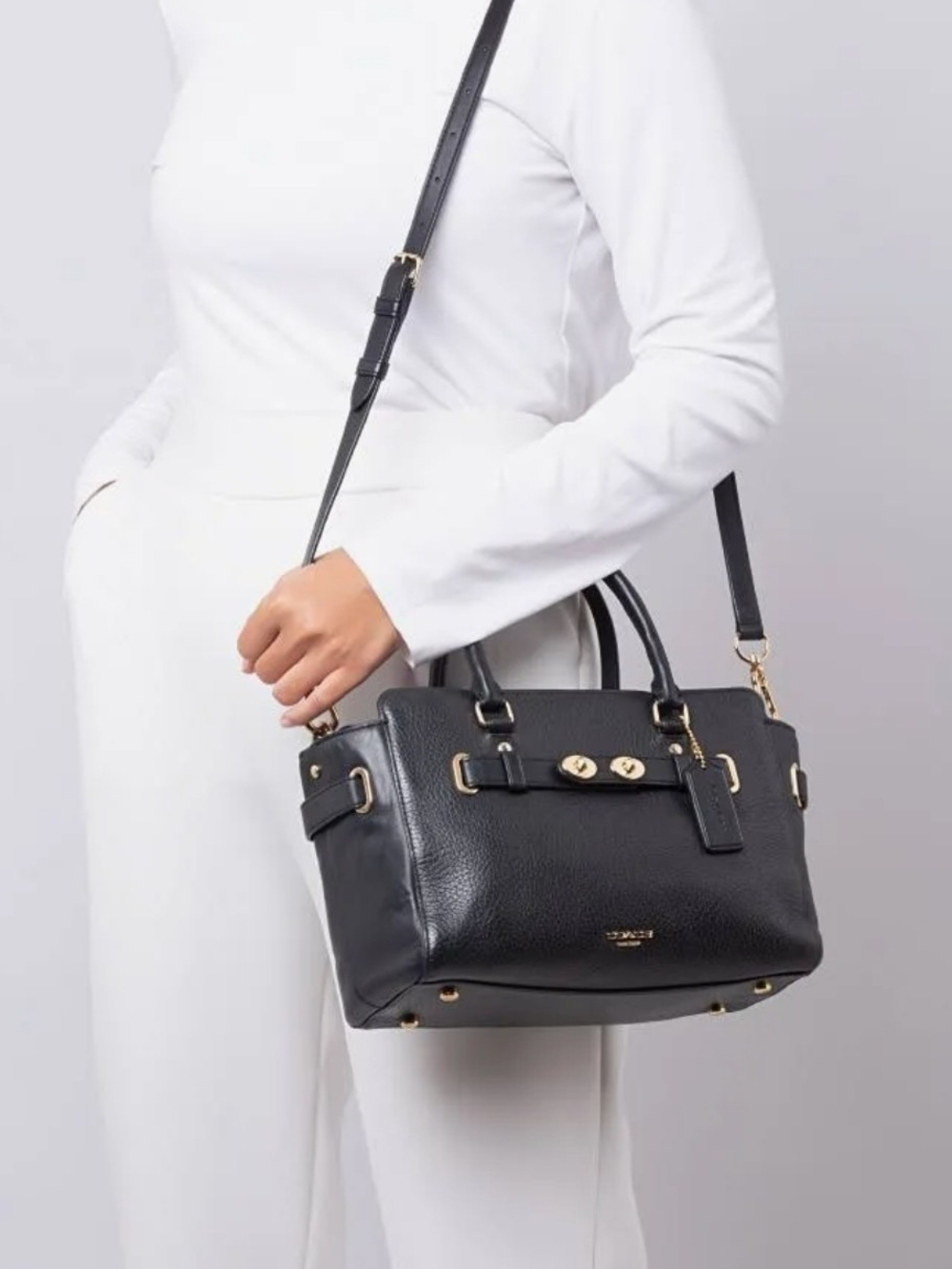 Coach Black Blake Carryall Pebbled Leather Bag - Picture 9 of 10
